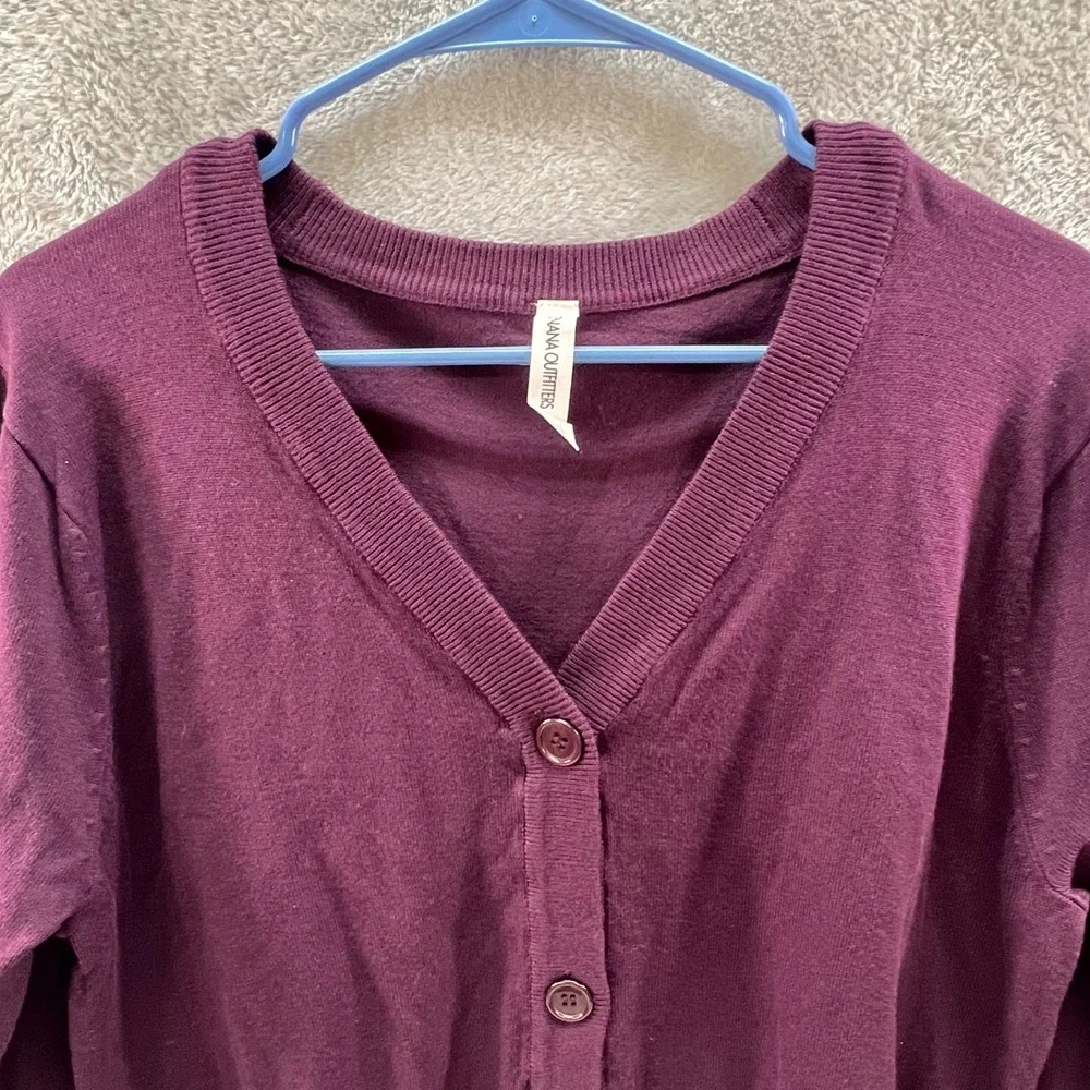 Zenana Outfitters 1X Purple V-Neck Button‎ Front Cardigan Layering Spring Fall
